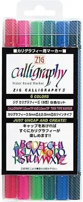 Kuretake Tip Pens ZIG Calligraphic II 6-color TC-3100 / 6V • £27.80