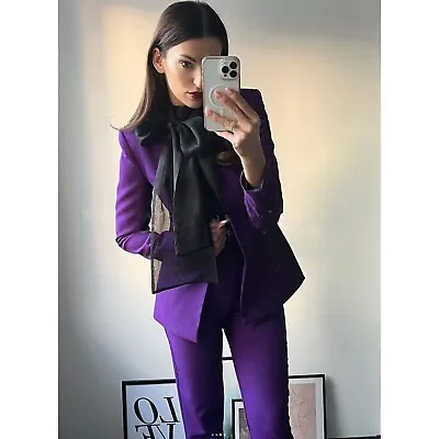 Zara New Lapelless Fitted Blazer Purple Xs S Ref. 8135/701 • $80