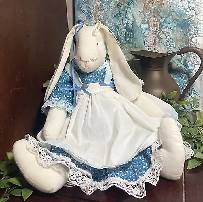 VTG Muslin Floppy Ear Bunny Rag Dolly  Complete W Dress 17” • $40