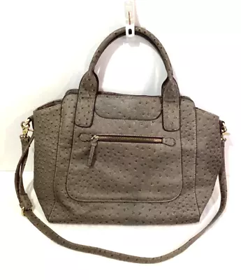 Merona Woman's Purse Shoulder Bag Faux Ostrich Leather Grey Pockets • $17.77