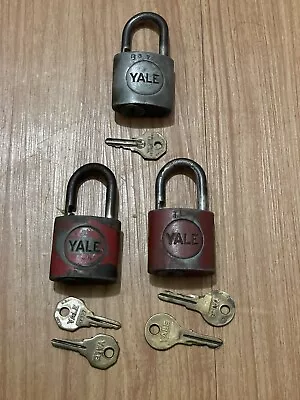 The Yale & Towne Mfg Padlocks Red & Silver Color With Keys USA Made Vintage • $19.99