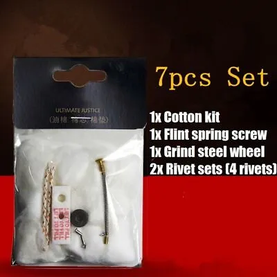 For Zippo Lighters 7pcs Cotton Wick Felt Set Grind Wheels Rivets Flint Screw • $13.05
