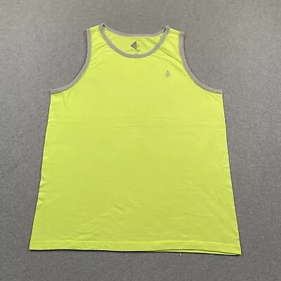 Volcom Tank Top Shirt Mens XL Neon Green Embroidered Logo Outdoor Casual HiVis * • $12.99
