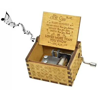 Mum To Son Wooden Engraved Crank Music Box You Are My Sunshine Family Gift Retro • £5.98