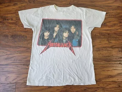 METALLICA Off-White Kill 'Em All Teens Cliff Burton T-Shirt Sz M DISCOLORED 2011 • $62.99