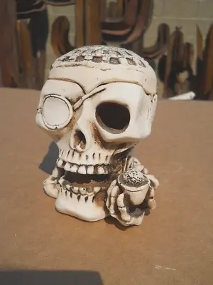 Pirate SKULL Bone Resin ASH TRAY Incense Holder Southwest Mexican Pottery • $16