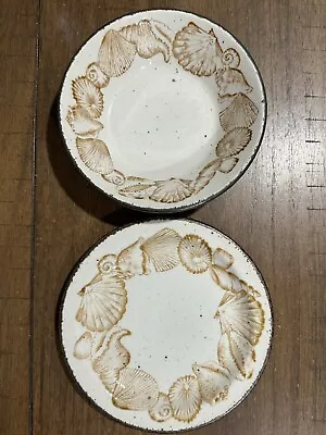 2 Vintage Midwinter Stonehenge Seascape Salad Cereal Bowl Plate Set Pristine! • $24