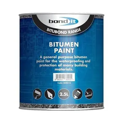 £16.89 • Buy Bond It Black Bitumen Paint Weatherproof Roof Protection Sealant Metal Rail 2.5L