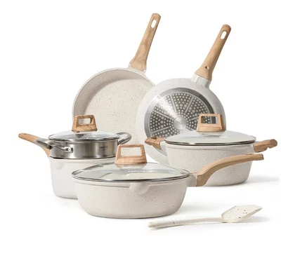 $94.98 • Buy Carote Nonstick Pots And Pans Set, 10 Pcs White Granite New !!!!