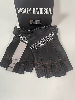 Harley Davidson  120th Anniversary True North Fingerless Leather Gloves MEDIUM • $45