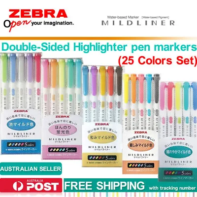 $54.68 • Buy Zebra MildLiner Double-Sided Pastel Color Highlighter Pens JP Full 25 Colors Set