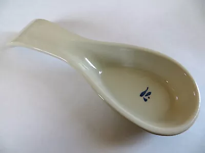 Vintage FP Pottery Spoon Rest Cream Blue Accents Roseville Ohio 7 ½  FREE SHIP • $19.97