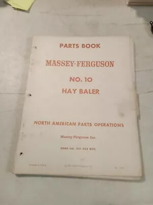 Vintage 1962 Massey Ferguson NO. 10 Hay Baler Parts Books  • $12.95