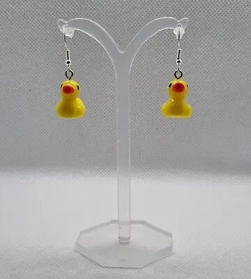 Rubber Duck Dangle Hook Earrings • $6.99