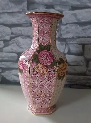 VINTAGE ! MASON'S - Ironstone  EMPRESS   Large 25cm Tall Pink ROSE Floral Vase • £55