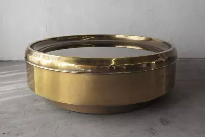 1970's Brass Drum Coffee Table By Mastercraft Furniture • $10500