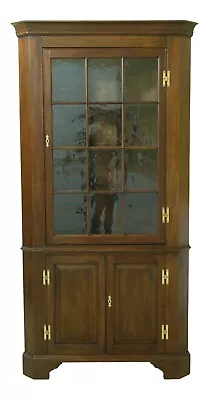 F53610EC: HENKEL HARRIS Mahogany Corner Cabinet W. Seeded Glass • $1495