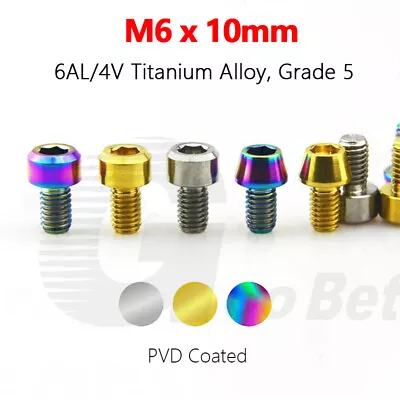 Titanium Tapered Cone Allen Head Bolts Cap Screw M6 X 10mm For V-Brake Bicycle • $16.89