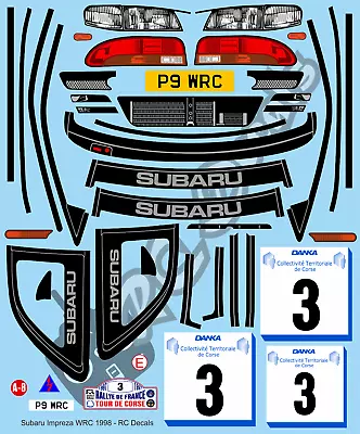 1/10 Decal Rally Set Subaru Impreza WRC 1998 Tamiya TA01 TA02 TT01  • £23.85