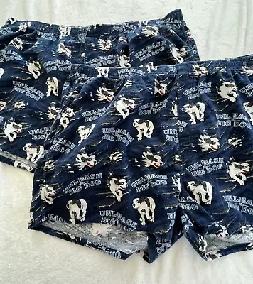 Lot Of 2 Men's 3XL Flannel Big Dog Loungewear Shorts Blue Pajamas Stretch • $15