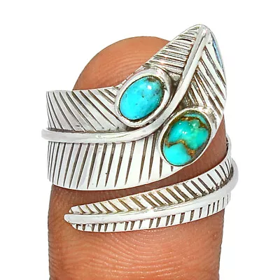 Snake - Composite Kingman Blue Mohave Turquoise 925 Silver Ring S.10 CR13240 • $16.99