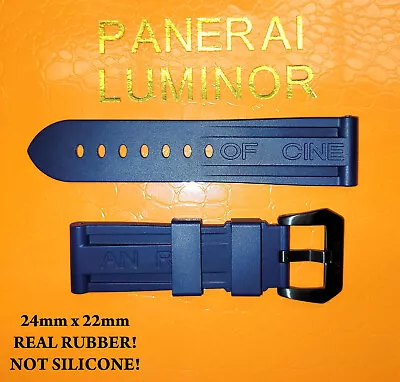 ⌚ 24mm/22mm NAVY BLUE 'REAL RUBBER' Strap With PVD Buckle Fits PANERAI! • $37.99