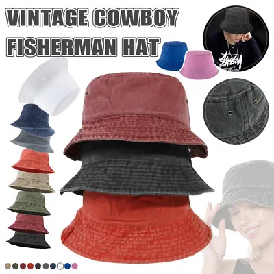 Unisex Men Women WASHED COTTON Outdoor Camping Sports Bucket Hats Fisherman Hat • $11.55