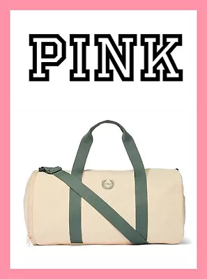 NEW Victoria’s Secret PINK Canvas Duffel Bag Large Cream Logo Bag SPRING 2024 • $10