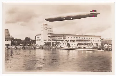 Vintage Real Photo Postcard Of  Graf Zeppelin  LZ129 Over Friedrichshafen #20 • £9