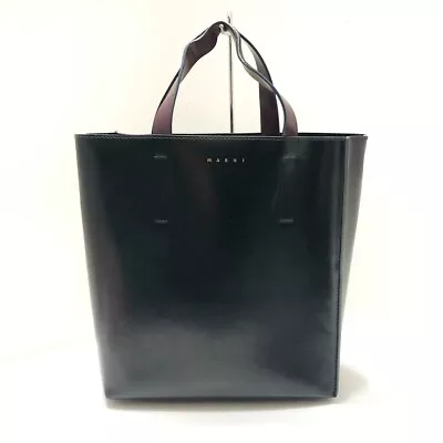 Auth MARNI Museo SHMPV01TY0 Black Bordeaux Leather - Tote Bag • $418