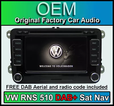 VW RNS 510 DAB Navigation VW Tiguan Sat Nav Stereo DAB Radio CD Player V16 MAPS • $933.78