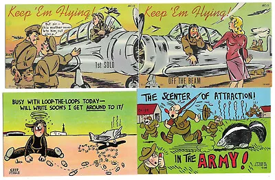 Lot Of 8 Comic Military Linen Postcards Keep 'em Flying Etc • $8