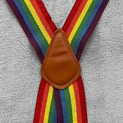 Vintage Suspenders 2  Wide Rainbow Pride LGBTQ Mork And Mindy Gallagher 70s 80s • $12.88