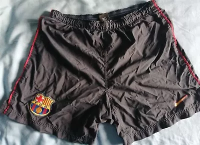 £5 • Buy FC Barcelona 1998/1999 Nike Very Rare Mens Football Navy Blue Shorts Small