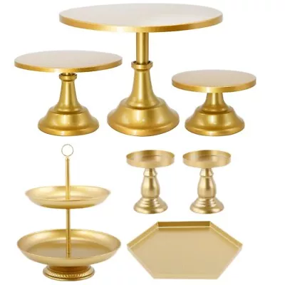 7X Set Golden Cake Stand Display Food Dessert Holder Party Decoration Holder UK • £38.99