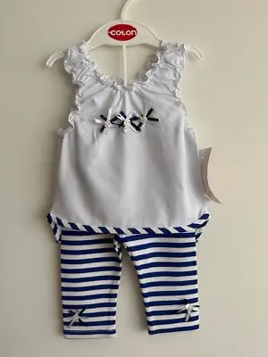 Baby Girl 2 Piece Legging & Vest Sailor Theme Set (3-6 6-9 9-12 Months) • £12.99