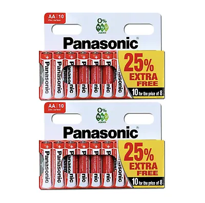 20 X AA AAA Genuine PANASONIC Zinc Carbon Batteries -New R6 1.5V Expiry 2024 • £5.10