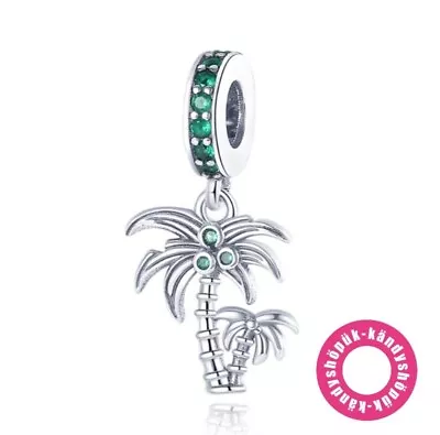 Sparkling Palm Tree Dangle Charm Bead For Bracelet S925 Sterling Silver • £9.99