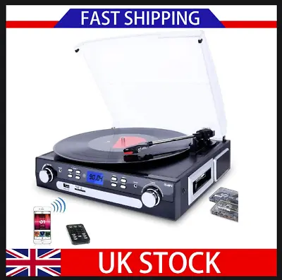 Vinyl Record Player Bluetooth Turntable With Stereo Speakers DIGITNOW! • £65.99