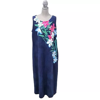 Quaker Factory Hawaii Floral Blue Maxi Tank Dress NWT SIZE 1X • $20