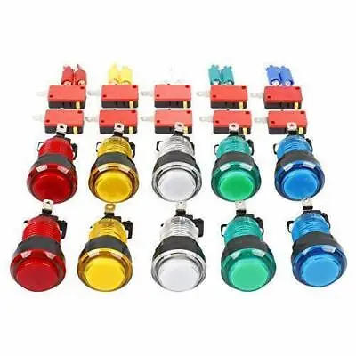 10X New 12V LED Lit Arcade Push Buttons MAME Multicade For Arcade Jamma Game • £15.60