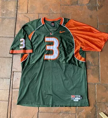 Vintage Nike Team Miami Hurricanes #3 Authentic Football Jersey Stitched 2XL • $29.99