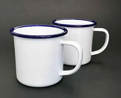 2 Falcon Enamelware Mug White/Blue _ 12fl.oz _ Brand New! • £24.13