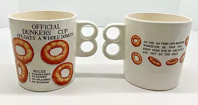 Vintage Pair Of Official Dunker’s Donut Cup Mugs Double Handle Oversized Kitschy • $18