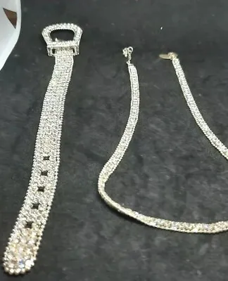 £18 • Buy Rhinestone Sparkling Jewellery Buckle Bracelet Necklace Set Of 2 Debenhams MCM