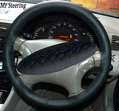 For Mercedes C-class W203  01-07 Real Leather Steering Wheel Cover Blue Stitch • $31.90
