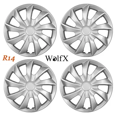 14  Set Of 4 Silver Wheel Covers Snap On Full Hub Caps Fit R14 Tire Honda Dodge • $41.99