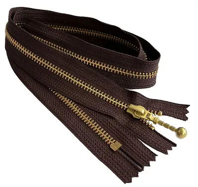 YKK #5 12  - 36  Brass Metal Zipper With Foxtail Ball Pull Closed End - Brown • $3.50