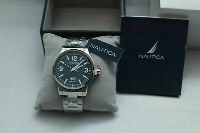 Luxury Nautica Mens Watch A18596G With Blue Dial And Stainless Steel Bracelet. • £99