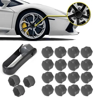 20x Gray 17mm Wheel Lug Nut Bolt Center Cover Caps Accessories+ Tool For VW Audi • $4.65